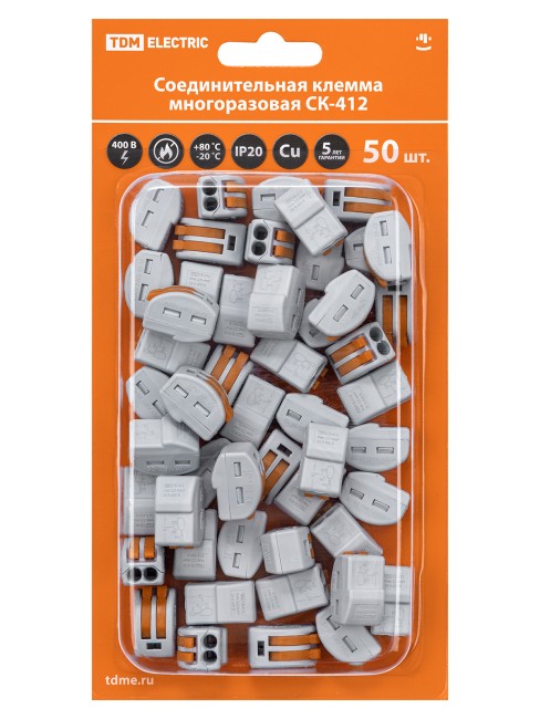 Соединительная клемма СК-412 (2,5мм²) (50 шт/блистер) TDM Соединительная клемма СК-412 (2,5мм²) (50 шт/блистер) TDM