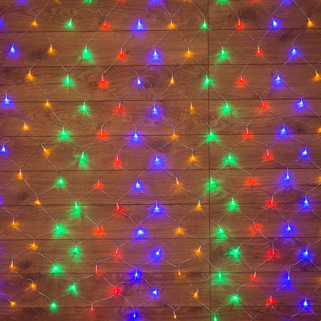 Гирлянда Сеть 1,5х1,5 м, прозрачный ПВХ, 96 LED мультиколор
