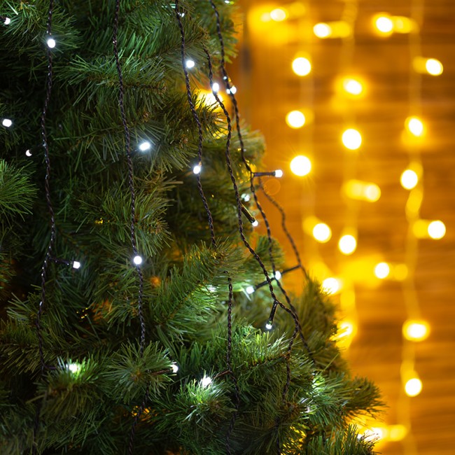 Елочная гирлянда с кольцом, 7 нитей по 1,8 метра, цвет диодов белый, не соединяется Елочная гирлянда с кольцом, 7 нитей по 1,8 метра, цвет диодов белый, не соединяется