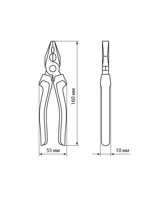 Пассатижи (плоскогубцы), с пластиковыми рукоятками, углеродистая сталь, 160 мм, серия "Гранит" TDM