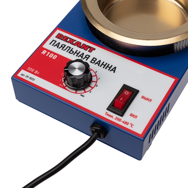 Паяльная ванна, модель R100, 300Вт, ø100мм, 200-480 °C REXANT Паяльная ванна, модель R100, 300Вт, ø100мм, 200-480 °C REXANT