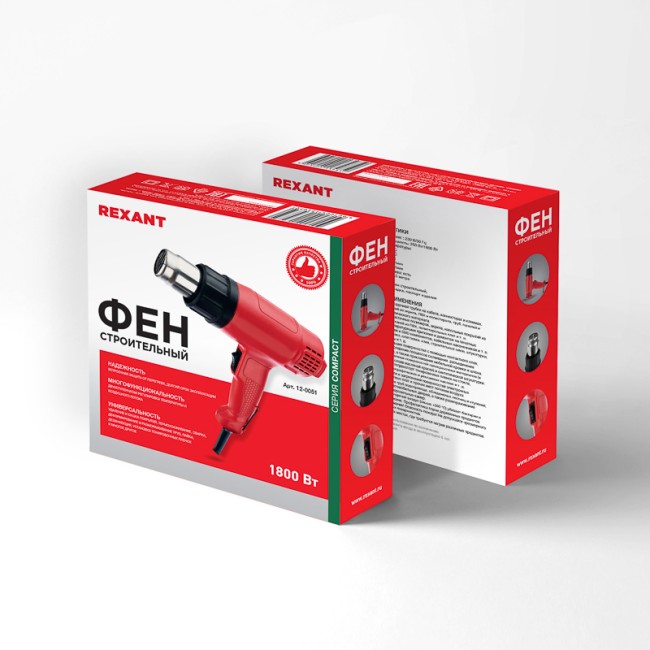 Фен строительный REXANT, 230 В/1800 Вт "COMPACT" Фен строительный REXANT, 230 В/1800 Вт "COMPACT"