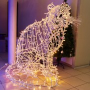 Световой арт-объект теп. белый Тигр, сидячий 115х120 см. Световой арт-объект теп. белый Тигр, сидячий 115х120 см.