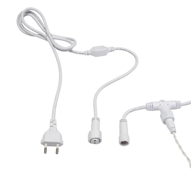 Гирлянда светодиодная Дождь 2х6 м, постоянное свечение, белый провод, 230 В, диоды ТЕПЛЫЙ БЕЛЫЙ (шнур питания в комплекте)