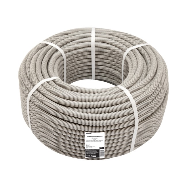 Труба гофрированная из ПВХ, с зондом, Ø20мм (бухта 50 м/уп) REXANT Труба гофрированная из ПВХ, с зондом, Ø20мм (бухта 50 м/уп) REXANT