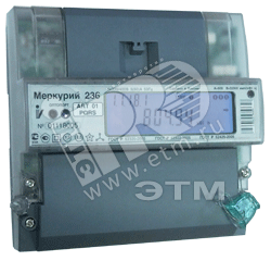 Счетчик эл.энергии Меркурий 236 АRT-01 PQRS трехф.многотарифный,5(60), кл.точ.                      1.0/2.0,D,ЖКИ, оптопорт, RS485, 2 Тарифа МСК+2