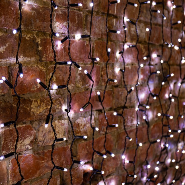 Гирлянда Светодиодный Дождь 2х1,5м, 300 LED БЕЛЫЙ, черный ПВХ, IP65, постоянное свечение, 230В соединяется NEON-NIGHT (нужен шнур питания 303-500)