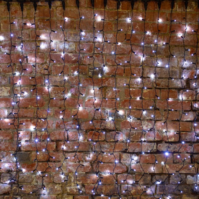 Гирлянда Светодиодный Дождь 2х1,5м, 300 LED БЕЛЫЙ, черный ПВХ, IP65, постоянное свечение, 230В соединяется NEON-NIGHT (нужен шнур питания 303-500)