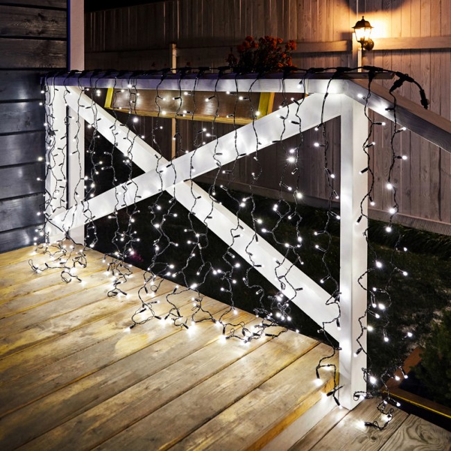 Гирлянда Светодиодный Дождь 2х1,5м, 300 LED БЕЛЫЙ, черный ПВХ, IP65, постоянное свечение, 230В соединяется NEON-NIGHT (нужен шнур питания 303-500)