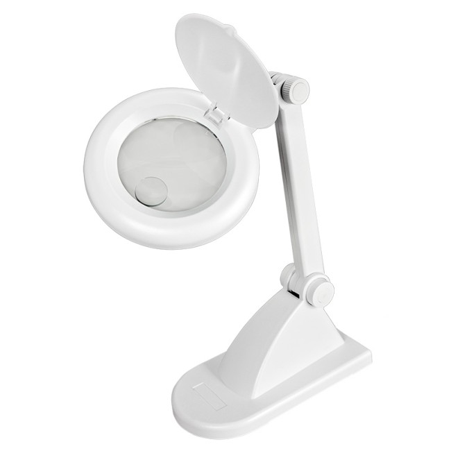 Лупа настольная 3D+12D с подсветкой, ø90мм, белая REXANT