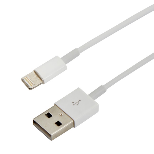 Кабель USB-Lightning для iPhone, ПВХ, белый, 1м REXANT