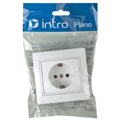 Розетка 1-м СП Plano 1-202-01 16А IP20 250В 2P+E Schuko бел. Intro Б0053874 Розетка 1-м СП Plano 1-202-01 16А IP20 250В 2P+E Schuko бел. Intro Б0053874