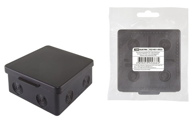 Распаячная коробка ОП 100х100х55мм, крышка, IP54, 8вх., белая, инд. штрихкод TDM Распаячная коробка ОП 100х100х55мм, крышка, IP54, 8вх., белая, инд. штрихкод TDM