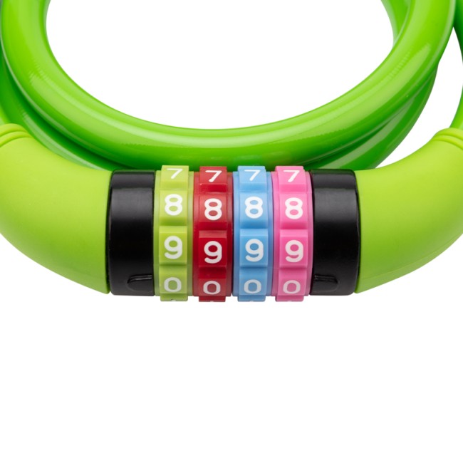 Тросовый кодовый замок взломостойкий для велосипедов и колясок 100 см зеленый