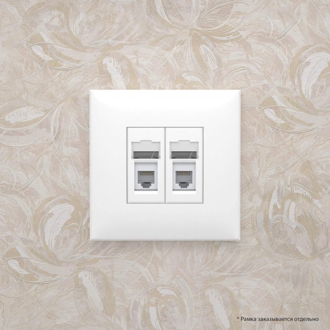 Avanti Розетка телефонная в стену двойная, ''Белое облако'' Avanti Розетка телефонная в стену двойная, ''Белое облако''