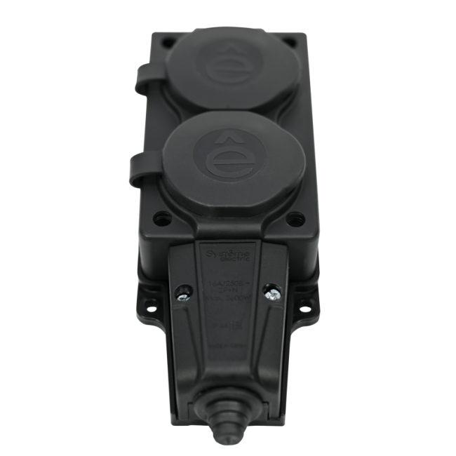 Колодка удлинителя 2-м MultiSet 16А 250В IP44 с заземл. каучук черн. SE MST4102BK