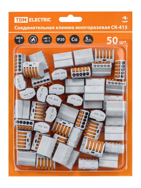 Соединительная клемма СК-415 (2,5мм²) (50 шт/блистер) TDM Соединительная клемма СК-415 (2,5мм²) (50 шт/блистер) TDM