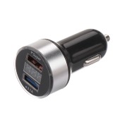 Автозарядка в прикуриватель 2хUSB с дисплеем (АЗУ) (1000+2100 mA) серебристая REXANT Автозарядка в прикуриватель 2хUSB с дисплеем (АЗУ) (1000+2100 mA) серебристая REXANT