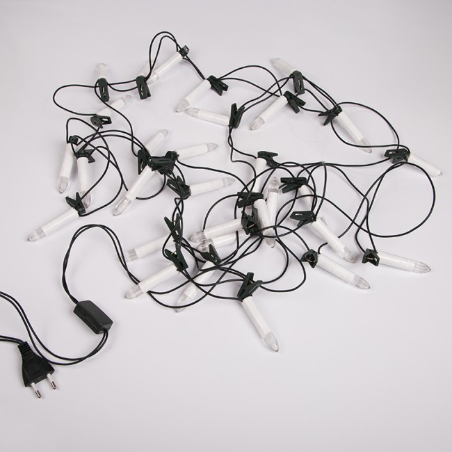 Гирлянда Свечи 4м, темно-зеленый ПВХ, 20 LED ТЕПЛЫЙ БЕЛЫЙ Гирлянда Свечи 4м, темно-зеленый ПВХ, 20 LED ТЕПЛЫЙ БЕЛЫЙ