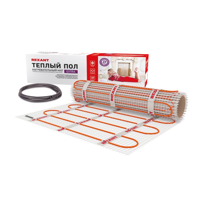 Теплый пол, нагревательный мат Extra 12 м², 0,5х24 м, 1920 Вт двухжильный REXANT