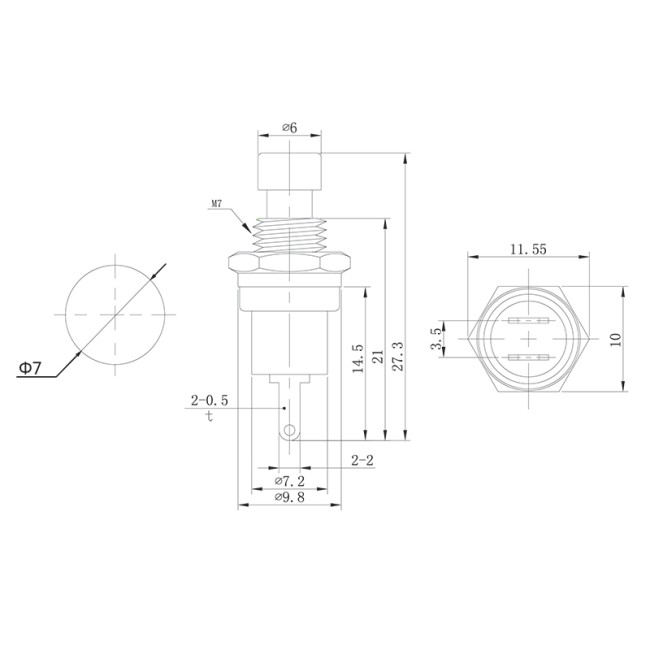 Выключатель-кнопка металл 220V 2А (2с) OFF-(ON) Ø7.2 красная Micro (RWD-301, PBS-10B) REXANT Выключатель-кнопка металл 220V 2А (2с) OFF-(ON) Ø7.2 красная Micro (RWD-301, PBS-10B) REXANT