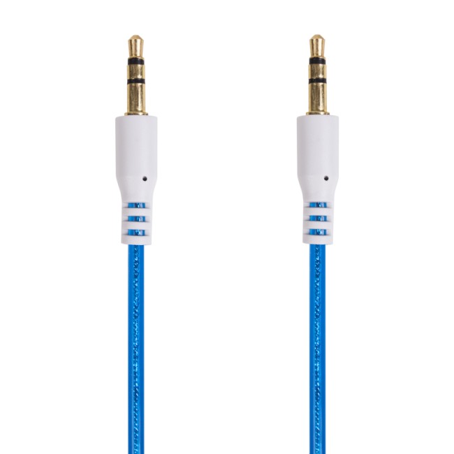 Аудиокабель AUX 3.5 мм гелевый 1 м синий REXANT