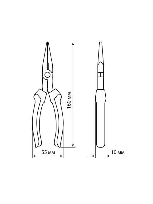 Длинногубцы (тонкогубцы), с пластиковыми рукоятками, углеродистая сталь, 160 мм, серия "Гранит" TDM
