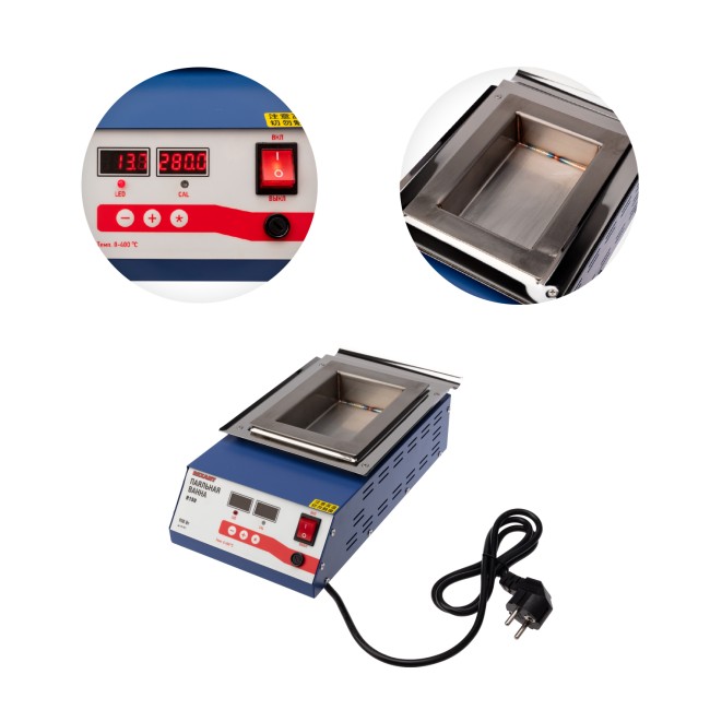 Паяльная ванна, модель R150, 900Вт, 150х100х45мм, 0-400 °C, цифровая REXANT Паяльная ванна, модель R150, 900Вт, 150х100х45мм, 0-400 °C, цифровая REXANT