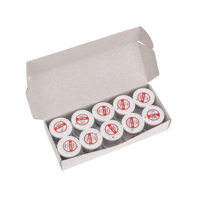 Припой ПОМ-3, 100г, Ø1мм, (олово 97%, медь 3%), бессвинцовый, ГОСТ 21931-76, катушка REXANT Припой ПОМ-3, 100г, Ø1мм, (олово 97%, медь 3%), бессвинцовый, ГОСТ 21931-76, катушка REXANT