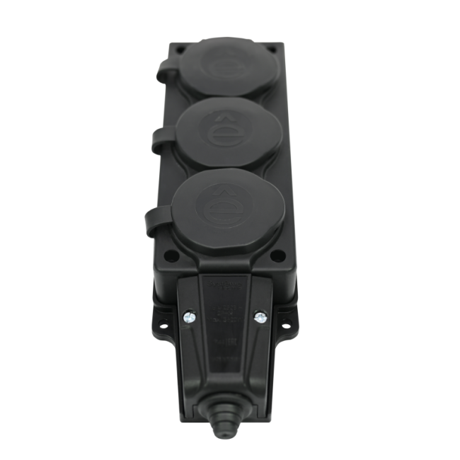 Колодка удлинителя 3-м MultiSet 16А 250В IP44 с заземл. каучук черн. SE MST4103BK