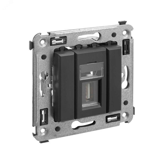 USB 2.0 розетка одинарная в стену, тип А-А, ''Avanti'', ''Черный матовый'' USB 2.0 розетка одинарная в стену, тип А-А, ''Avanti'', ''Черный матовый''