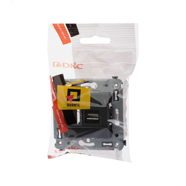 USB 2.0 розетка одинарная в стену, тип А-А, ''Avanti'', ''Черный матовый'' USB 2.0 розетка одинарная в стену, тип А-А, ''Avanti'', ''Черный матовый''