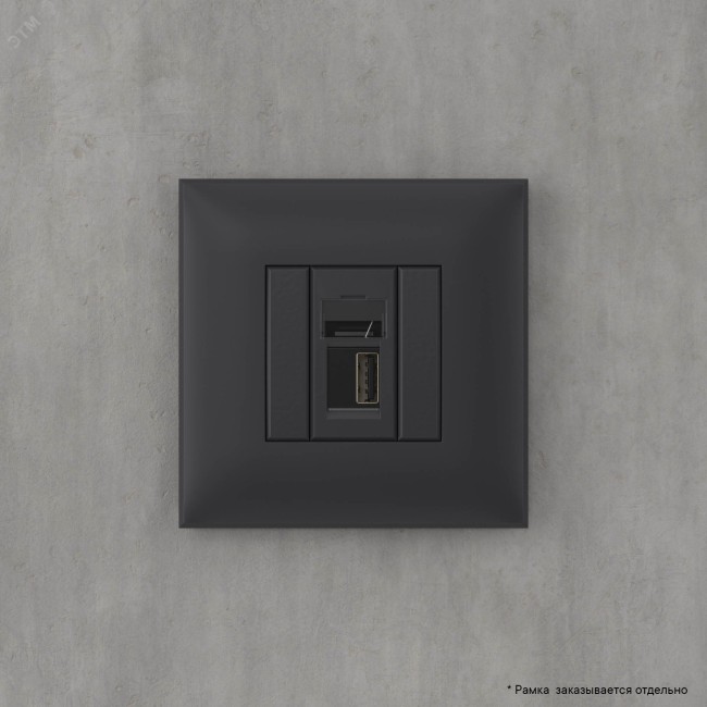 USB 2.0 розетка одинарная в стену, тип А-А, ''Avanti'', ''Черный матовый'' USB 2.0 розетка одинарная в стену, тип А-А, ''Avanti'', ''Черный матовый''