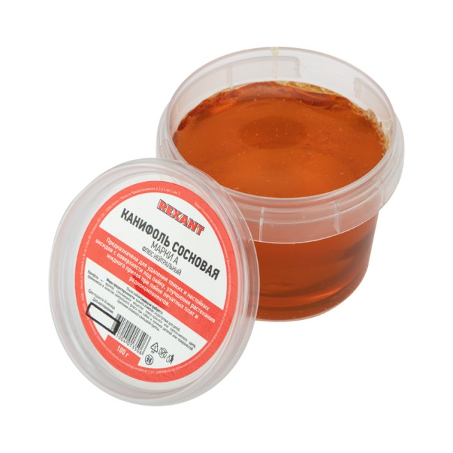 Канифоль сосновая, флюс НЕЙТРАЛЬНЫЙ, марка А, 100г, банка REXANT Канифоль сосновая, флюс НЕЙТРАЛЬНЫЙ, марка А, 100г, банка REXANT