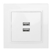 Розетка USB 2-м СП Минск 2.1А бел. EKF ERR-2USB-100 Розетка USB 2-м СП Минск 2.1А бел. EKF ERR-2USB-100