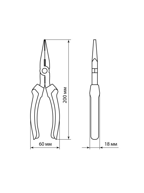 Длинногубцы (тонкогубцы), с пластиковыми рукоятками, углеродистая сталь, 180 мм, серия "Гранит" TDM