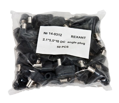 Разъем питания DC штекер 2,1х5,5мм угловой REXANT Разъем питания DC штекер 2,1х5,5мм угловой REXANT