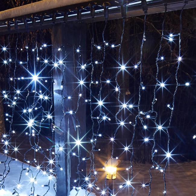 Гирлянда Светодиодный Дождь 2х1,5м, 300 LED БЕЛЫЙ, черный ПВХ, IP65, эффект мерцания, 230В соединяется NEON-NIGHT (нужен шнур питания 303-500)