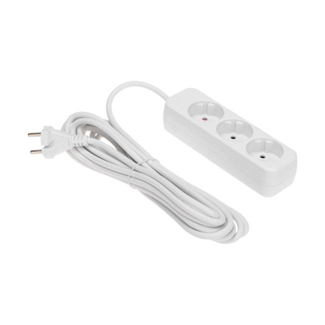 Удлинитель STANDARD 3 гнезда, 5м, 2х1,0мм², б/з, белый REXANT Удлинитель STANDARD 3 гнезда, 5м, 2х1,0мм², б/з, белый REXANT