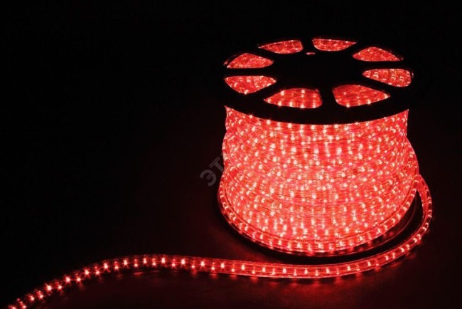 Дюралайт светодиодный LEDх36/м красный двухжильный кратно 2м бухта 100м
