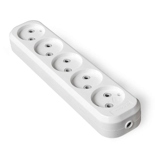 Колодка удлинителя 5-м без заземл. АБС-пластик еврослот UNIVersal E205 Колодка удлинителя 5-м без заземл. АБС-пластик еврослот UNIVersal E205