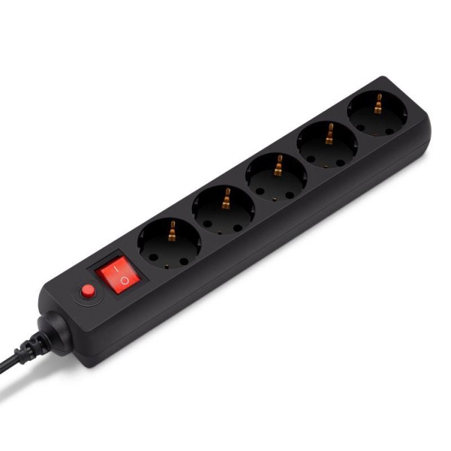 Удлинитель с сетевым фильтром 5х1.8м с заземл. 10А IP20 500SH-1.8-B 2.2кВт CCA черн. BURO 992289 Удлинитель с сетевым фильтром 5х1.8м с заземл. 10А IP20 500SH-1.8-B 2.2кВт CCA черн. BURO 992289