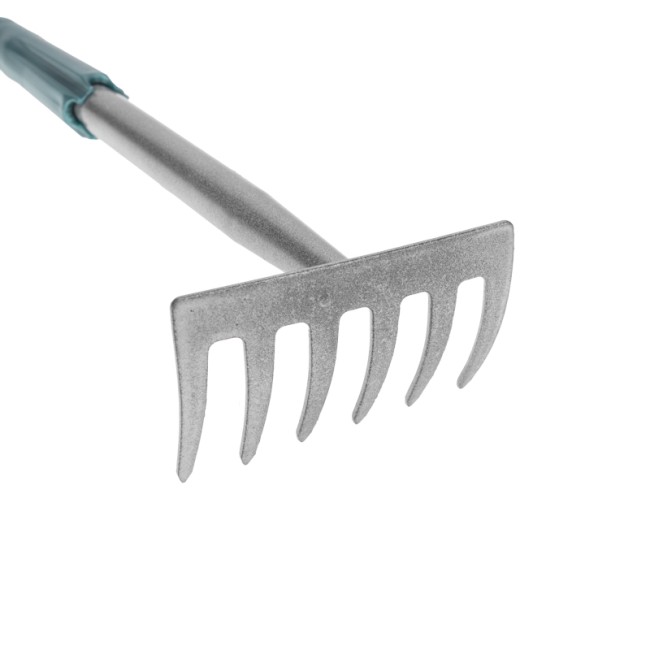 Грабли 6 прямых зубьев с цельнометаллической ручкой, покрытой пластиком ЧЕТЫРЕ СЕЗОНА