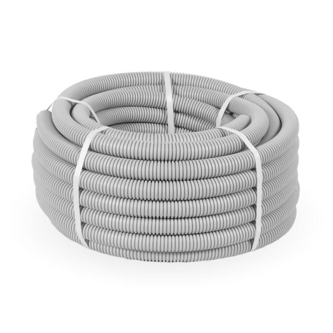 Труба гофрированная ПВХ легкая d25мм с протяжкой 350 Н сер. (уп.50м) Промрукав PR.012531 Труба гофрированная ПВХ легкая d25мм с протяжкой 350 Н сер. (уп.50м) Промрукав PR.012531