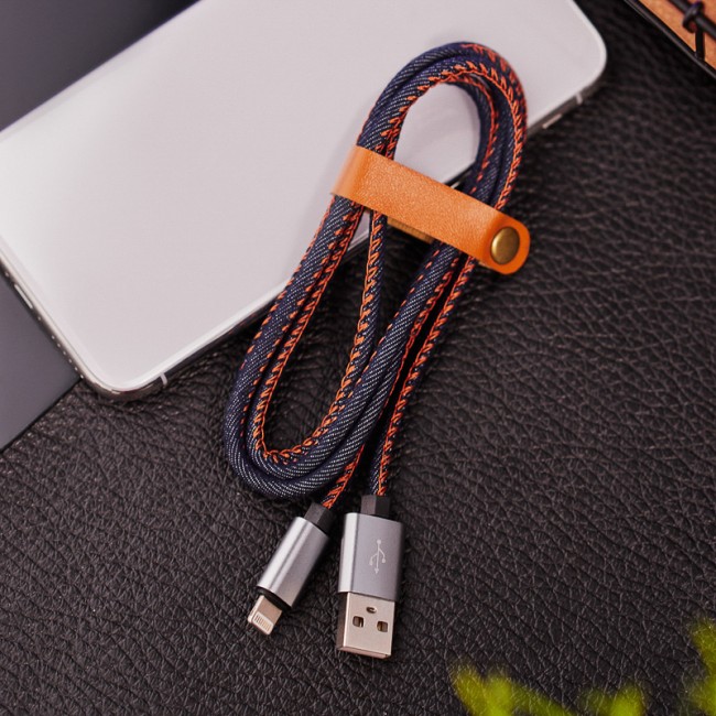 Кабель USB-Lightning для iPhone/2,4A/nylon/denim/1m/REXANT Кабель USB-Lightning для iPhone/2,4A/nylon/denim/1m/REXANT