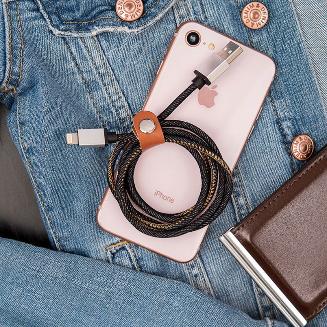 Кабель USB-Lightning для iPhone/2,4A/nylon/denim/1m/REXANT Кабель USB-Lightning для iPhone/2,4A/nylon/denim/1m/REXANT