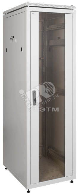Шкаф сетевой 19' ITK LINEA N 42U 600х600мм стеклянная передняя дверь серый