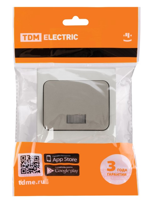 Выключатель 1-кл. с подсветкой скрытой установки IP54 10А серый "Вуокса" TDM Выключатель 1-кл. с подсветкой скрытой установки IP54 10А серый "Вуокса" TDM