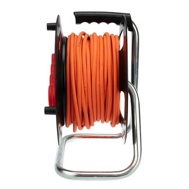 Удлинитель-шнур на катушке REXANT ПВС 3х1.5, 30 м, 4 гнезда, с/з, 16 А, 3300 Вт, IP20, оранжевый (Сделано в России)