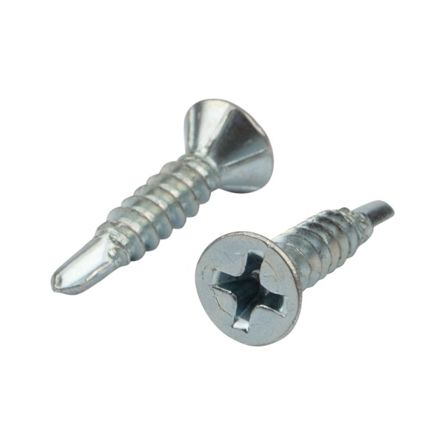 Саморез оконный KRANZ сверло, 3.9х19, белый цинк, короб (500 шт./уп.)